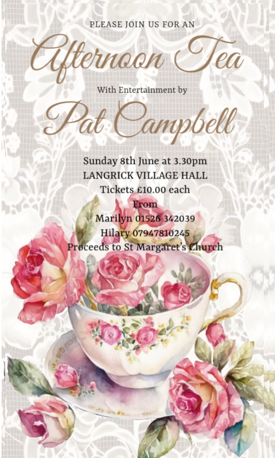 Afternoon Tea at Langrick Village Hall Poster